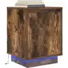 Image de vidaXL Table de chevet avec lumières LED chêne fumé 38x34x50 cm