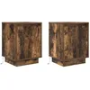 Image de vidaXL Tables de Chevet avec lumières LED 2 pcs chêne fumé 38x34x50 cm, Table d'appoint, Armoire de lit, Table d'appoint pour Chambre à Coucher