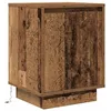 Image de vidaXL Table de Chevet avec lumières LED Vieux Bois 38x34x50 cm, Table d'appoint, Armoire de lit, Table d'appoint pour Chambre à Coucher