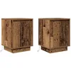 Image de vidaXL Tables de Chevet avec lumières LED 2pcs Vieux Bois 38x34x50 cm, Table d'appoint, Armoire de lit, Table d'appoint pour Chambre à Coucher