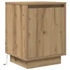 Image de vidaXL Armoire de Chevet et lumières LED chêne Artisanal 38x34x50 cm, Table d'appoint, Armoire de lit, Table d'appoint pour Chambre à Coucher