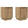 Image de vidaXL Armoires de Chevet lumières LED 2pcs chêne Artisanal 38x34x50cm, Table d'appoint, Armoire de lit, Table d'appoint pour Chambre à Coucher