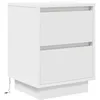 Image de vidaXL Table de Chevet avec lumières LED Blanc 38x34x50 cm, Table de Nuit, Table de lit, Table d'appoint, Armoire de lit, Table d'appoint de Chambre