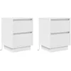 Image de vidaXL Tables de Chevet avec lumières LED 2 pcs Blanc 38x34x50 cm, Table de Nuit, Table de lit, Table d'appoint, Armoire de lit