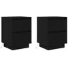 Image de vidaXL Tables de Chevet avec lumières LED 2 pcs Noir 38x34x50 cm, Table de Nuit, Table de lit, Table d'appoint, Armoire de lit