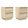 Image de vidaXL Tables de Chevet avec lumières LED 2pcs chêne Sonoma 38x34x50cm, Table de Nuit, Table de lit, Table d'appoint, Armoire de lit