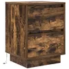 Image de vidaXL Table de Chevet avec lumières LED chêne fumé 38x34x50 cm, Table de Nuit, Table de lit, Table d'appoint, Armoire de lit