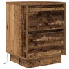 Image de vidaXL Table de Chevet avec lumières LED Vieux Bois 38x34x50 cm, Table de Nuit, Table de lit, Table d'appoint, Armoire de lit