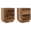 Image de vidaXL Tables de Chevet avec lumières LED 2pcs Vieux Bois 38x34x50 cm, Table de Nuit, Table de lit, Table d'appoint, Armoire de lit
