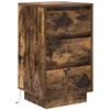Image de vidaXL Table de Chevet avec lumières LED chêne fumé 38x34x65 cm, Table de Nuit, Table de lit, Table d'appoint, Armoire de lit
