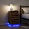 Image de vidaXL Table de chevet avec lumières LED chêne marron 38x34x65 cm