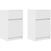 Image de vidaXL Tables de Chevet 2 pcs Blanc 39x35x65 cm Bois d’ingénierie, Meuble de Chevet, Table d'appoint, Armoire de lit, Armoire de Chevet, Table de Nuit