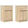 Image de vidaXL Tables de Chevet 2 pcs chêne Sonoma 39x35x65 cm Bois ingénierie, Meuble de Chevet, Table d'appoint, Armoire de lit, Armoire de Chevet