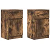 Image de vidaXL Tables de Chevet 2 pcs chêne fumé 39x35x65 cm Bois d'ingénierie, Meuble de Chevet, Table d'appoint, Armoire de lit, Armoire de Chevet