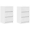 Image de vidaXL Tables de Chevet avec 3 tiroirs 2 pcs Blanc 39x35x65 cm, Table d'appoint, Armoire de lit, Table d'appoint pour la Chambre, Table de Nuit