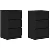 Image de vidaXL Tables de Chevet avec 3 tiroirs 2 pcs Noir 39x35x65 cm, Table d'appoint, Armoire de lit, Table d'appoint pour la Chambre, Table de Nuit