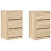 Image de vidaXL Tables de Chevet avec 3 tiroirs 2 pcs chêne Sonoma 39x35x65 cm, Table d'appoint, Armoire de lit, Table d'appoint pour la Chambre, Table de Nuit