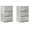 Image de vidaXL Tables de Chevet avec 3 tiroirs 2 pcs Gris béton 39x35x65 cm, Table d'appoint, Armoire de lit, Table d'appoint pour la Chambre, Table de Nuit