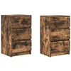 Image de vidaXL Tables de Chevet avec 3 tiroirs 2 pcs chêne fumé 39x35x65 cm, Table d'appoint, Armoire de lit, Table d'appoint pour la Chambre, Table de Nuit