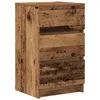 Image de vidaXL Table de Chevet avec 3 tiroirs Vieux Bois 39x35x65 cm, Table d'appoint, Armoire de lit, Table d'appoint pour la Chambre, Table de Nuit