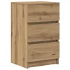 Image de vidaXL Table de Chevet avec 3 tiroirs chêne Artisanal 39x35x65 cm, Table d'appoint, Armoire de lit, Table d'appoint pour la Chambre, Table de Nuit