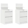 Image de vidaXL Tables de Chevet avec 2 tiroirs 2 pcs Blanc 38x34x80 cm, Meuble de Chevet, Table d'appoint, Armoire de lit, Armoire de Chevet, Table de Nuit