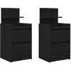 Image de vidaXL Tables de Chevet avec 2 tiroirs 2 pcs chêne Noir 38x34x80 cm, Meuble de Chevet, Table d'appoint, Armoire de lit, Armoire de Chevet