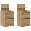 Image de vidaXL Tables de Chevet 2 tiroirs 2 pcs chêne Artisanal 38x34x80 cm, Meuble de Chevet, Table d'appoint, Armoire de lit, Armoire de Chevet