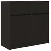 Image de vidaXL Buffet avec tiroir chêne Noir 80x34x76 cm Bois d'ingénierie, Meuble de Rangement, Buffet, Meuble d'entrée, Meuble Buffet