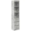 Image de vidaXL Buffet Haut Gris béton 37,5x35x180 cm Bois d'ingénierie, Armoire, Armoire latérale, Armoire de Rangement Haute, Armoire de Rangement