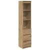 Image de vidaXL Buffet Haut chêne Artisanal 37,5x35x180 cm Bois d'ingénierie, Armoire, Armoire latérale, Armoire de Rangement Haute, Armoire de Rangement