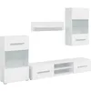 Image de vidaXL Meubles TV 5 pcs avec lumière LED Blanc Mat Bois d'ingénierie, Meuble TV, Meuble de Rangement multimédia, Meuble de Divertissement
