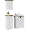 Image de vidaXL Meubles de salle de bain 3pcs BODO blanc marron bois pin massif