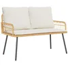 Image de vidaXL Banc de Jardin avec Coussin Nature 114 x 64 x 90cm Acier, Banc en rotin rectangulaire Moderne pour Jardin et terrasse, mobilier Durable et Confortable pour Votre Espace de Vie