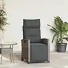 Image de vidaXL Chaise de jardin inclinable avec table d'appoint gris polyrotin