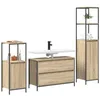 Image de vidaXL Ensemble de mobilier de Salle de Bain 3 pcs Chêne Sonoma, Rangement spacieux, Placard rectangulaire pour Salle de Bain, Bois agencé, Meuble intérieur Chic, Solution compacte