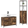 Image de vidaXL Ensemble de mobilier de Salle de Bain 2 pcs Chêne fumé et Noir, Armoire de Salle de Bain Élégante, Meuble Rectangulaire à Tiroirs, Style Industriel, Rangement Pratique