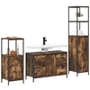 Image de vidaXL Ensemble de mobilier de Salle de Bain 3 pcs Chêne fumé et Noir, Armoire de Salle de Bain Élégante, Meuble Rectangulaire à Tiroirs, Style Industriel, Rangement Pratique