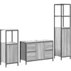 Image de vidaXL Ensemble de mobilier de Salle de Bain 3 pcs Gris Sonoma et Noir, Armoire de Salle de Bain Élégante, Meuble Rectangulaire à Tiroirs, Style Industriel, Rangement Pratique