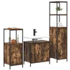 Image de vidaXL Ensemble de mobilier de Salle de Bain 3 pcs Chêne fumé et Noir, Meuble de Salle de Bain stylé, Rangement Industriel, Cabinet rectangulaire Robuste, Station Moderne pour Le Soin