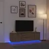 Image de vidaXL Meuble TV avec éclairages LED chêne artisanal 160,5x41x50 cm