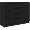 Image de vidaXL Buffet avec tiroirs chêne Noir 100,5x35x76 cm Bois d'ingénierie, Meuble de Rangement, Buffet, Meuble d'entrée, Meuble Buffet
