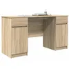 Image de vidaXL Bureau Chêne sonoma 140 x 49 x 76 cm Bois d'ingénierie, Bureau moderne, rectangulaire, design épuré, rangement généreux, table d'écriture pour un espace de travail efficace
