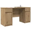 Image de vidaXL Bureau chêne artisanal 140 x 49 x 76 cm Bois d'ingénierie, Bureau moderne, rectangulaire, design épuré, rangement généreux, table d'écriture pour un espace de travail efficace