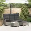 Image de vidaXL Salon de jardin 3 pcs avec coussins forme L gris résine tressée