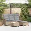 Image de vidaXL Salon de jardin avec coussins forme de L 3 pcs beige polyrotin
