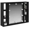 Image de vidaXL Armoire Miroir Chêne Noir 76 x 15 x 55 cm Bois d'ingénierie, Meuble de Salle de Bain, Armoire Moderne, Miroir LED, Design rectangulaire, Bois, Rangement Efficace