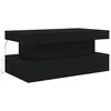 Image de vidaXL Table Basse avec lumières LED chêne Noir 90x50x40 cm, Table d'appoint, Table de Salon, Table latérale, Bout de canapé, Table Centrale