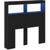 Image de vidaXL Meuble de rangement moderne avec tête de lit avec éclairage LED - Chêne noir - 100 x 17 x 102 cm