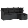 Image de vidaXL Salon de Jardin 4 pcs avec Coussins Noir résine tressée